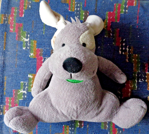 Doudou peluche chien gris - chien,